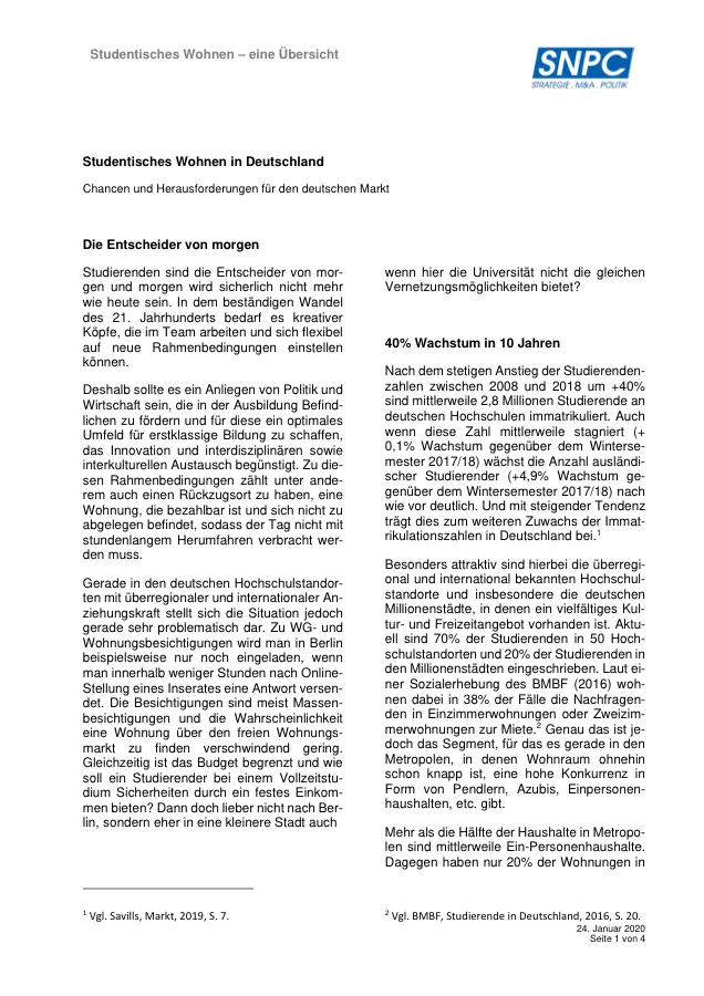 Studentisches Wohnen in Deutschland